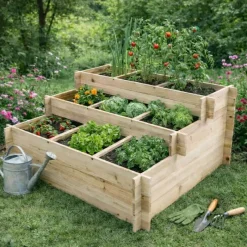 Lot de 3 carrés potager bois de sapin avec géotextile* Best