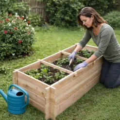 Lot de 3 carrés potager bois de sapin avec géotextile* Best