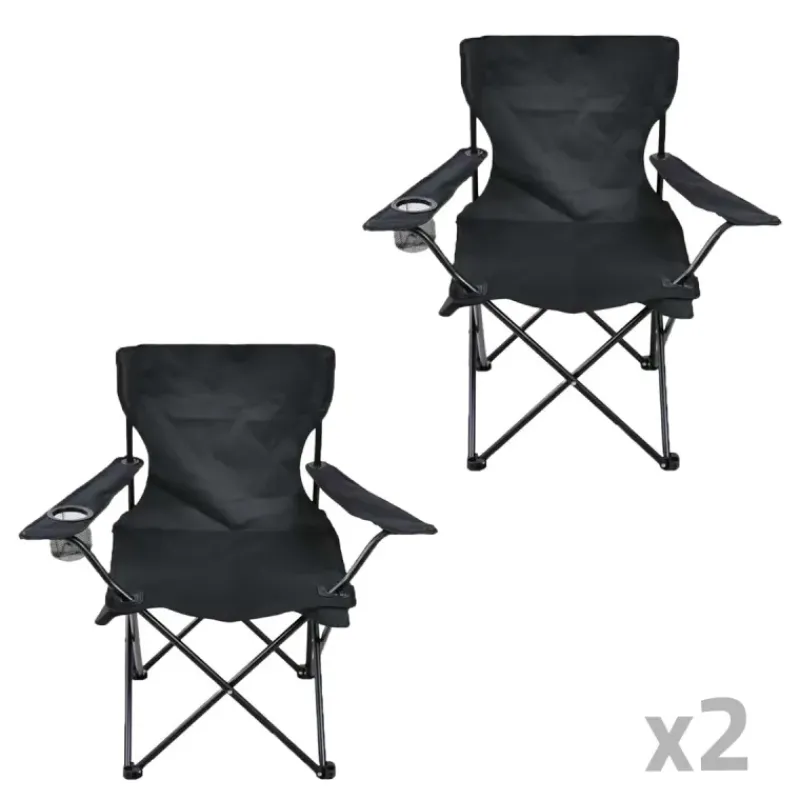 Lot de 2 Chaises Easy C2 pliable noire - Structure acier et polyester 600D* Best