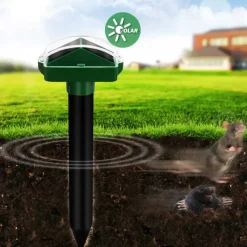 Lot de 2 Chasse-Taupes Solaires à Ultrasons Duo - Étanche - 650m² de Couverture*