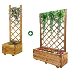 Lot de 2 Jardinières avec treillis en bois autoclave* New