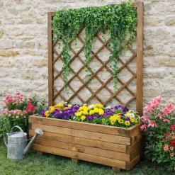 Lot de 2 Jardinières avec treillis en bois autoclave* New