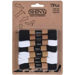 Lot de 7 paires de lacets en coton noir et blanc - Tailles variées* Discount