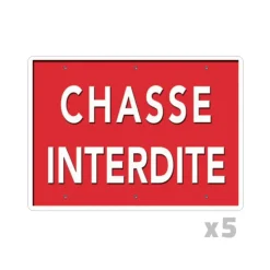 Lot de 5 Panneaux « Chasse interdite » Alu 26x20cm* Sale