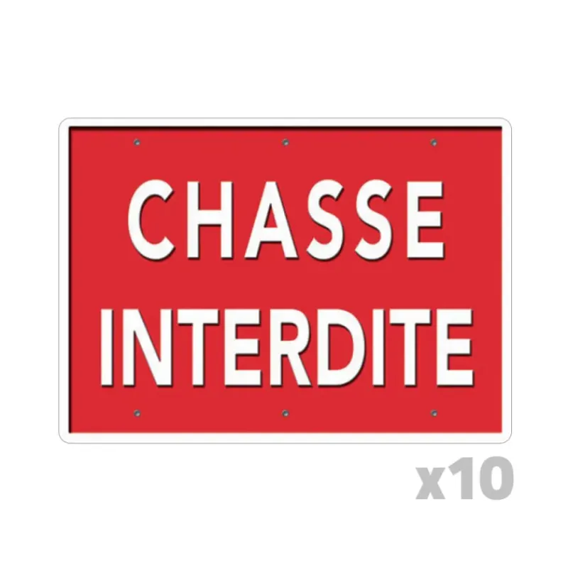 Lot de 10 Panneaux « Chasse interdite » Akilux 26x20cm* Discount