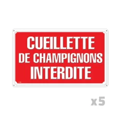 Lot de 5 Panneaux CUEILLETTE CHAMPIGNONS Alu 30 x 20cm* New