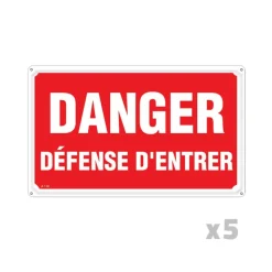 Lot de 5 Panneaux DANGER DÉFENSE D'ENTRER Alu 30X20cm* Sale