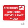 Lot de 5 Panneaux SITE SOUS SURVEILLANCE VIDEO alu 34 x 24cm* Hot