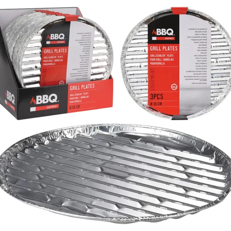 Lot de 3 plateaux en aluminium pour barbecue Ø35 cm* Hot