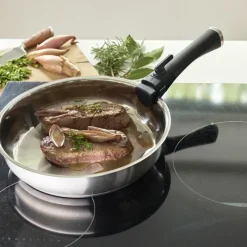 Lot de 3 Poêles acier inoxydable diamètres 20, 24 et 26 cm*Pradel France Discount