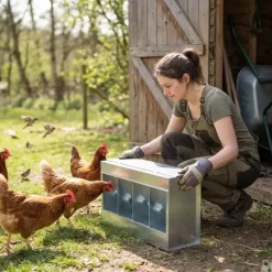 Mangeoire 20 kg 4 compartiments métal 46 x 17 x 40 cm* Clearance