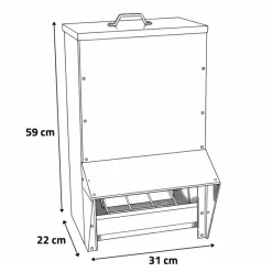 Mangeoire à trémie galvanisée 30 Kg - 31 x 22 x 59 cm*GAUN Best