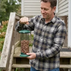 Mangeoire oiseaux métal Ø9x20cm distributeur graines jardin* New