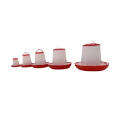 Mangeoire plastique avec poignée 6 kg pour volailles - Rouge et blanc* Online