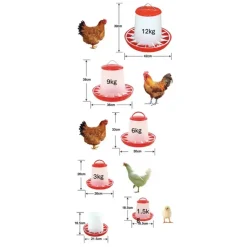 Mangeoire plastique avec poignée 3 kg pour volailles - Rouge et blanc*