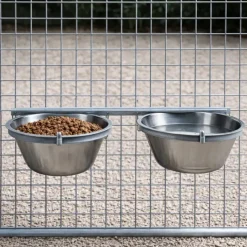 Mangeoire professionnelle double pour chenil acier galvanisé 2 X 2,5L*
