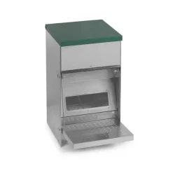 Mangeoire Trémie Anti-Nuisible Rooster 10kg - Acier Galvanisé Gris/Vert*GAUN Clearance