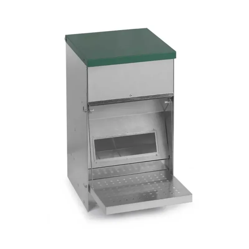 Mangeoire Trémie Anti-Nuisible Rooster 10kg - Acier Galvanisé Gris/Vert*GAUN Clearance