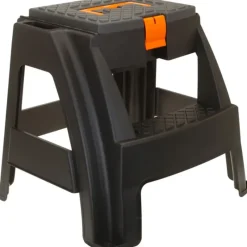 Marchepied avec rangement noir et orange - Capacité 120 kg* Best