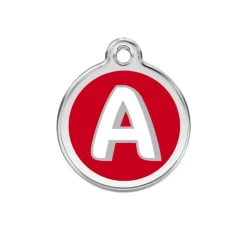 Médaille alphabétique gravable pour chien - Acier inoxydable Ø 3 cm*RedDingo
