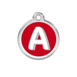 Médaille alphabétique gravable pour chien - Acier inoxydable Ø 3 cm*RedDingo