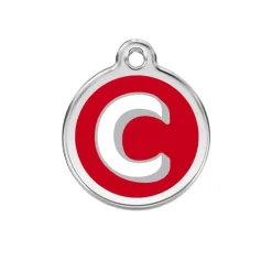Médaille alphabétique gravable pour chien - Acier inoxydable Ø 3 cm*RedDingo
