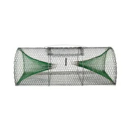 Nasse 2 entrées galvanisée plastifiée maille 10 mm L 80 cm* Discount