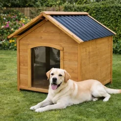 Niche en bois chalet pour chien - Taille L - Toit PVC* Hot