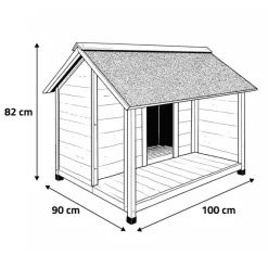 Niche en bois pour chien avec terrasse - Taille M* Hot