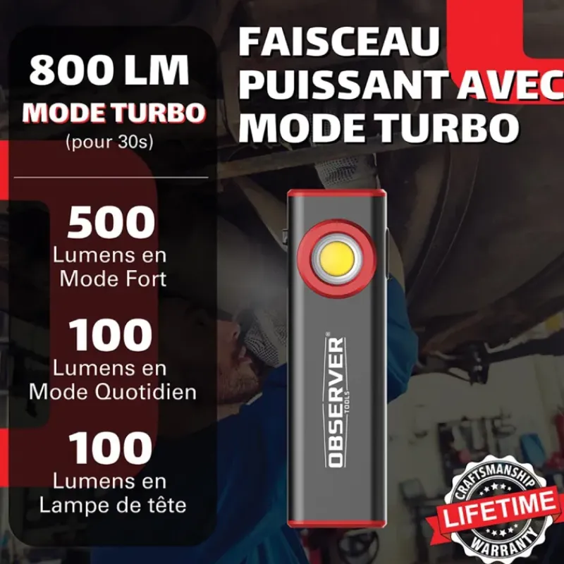 OBSERVER - Lampe de travail SLIM ultra compacte 800 Lumens*Observer Tools