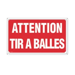 Panneau ATTENTION TIR A BALLES Akilux 26 x 20cm à l'unité* Discount