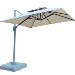 Parasol carré déporté pivotant alu toile 220 g/m² beige 3 X 3 M* New