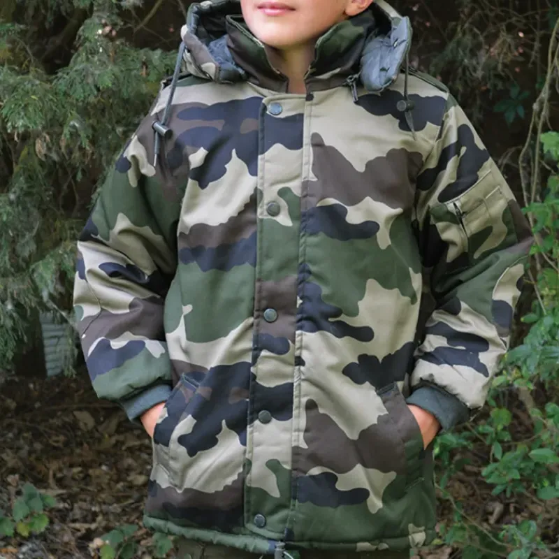 Parka matelassée capuche 4 poches polyester coton camo 6 à 16 ans*Percussion Clearance