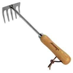 Petit râteau de jardin en acier manche bois 33 x 8 x 7 cm*