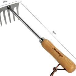 Petit râteau de jardin en acier manche bois 33 x 8 x 7 cm*