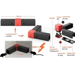 Piège à rongeurs d'angle électrique USB - 2 tunnels - 2000V* Best