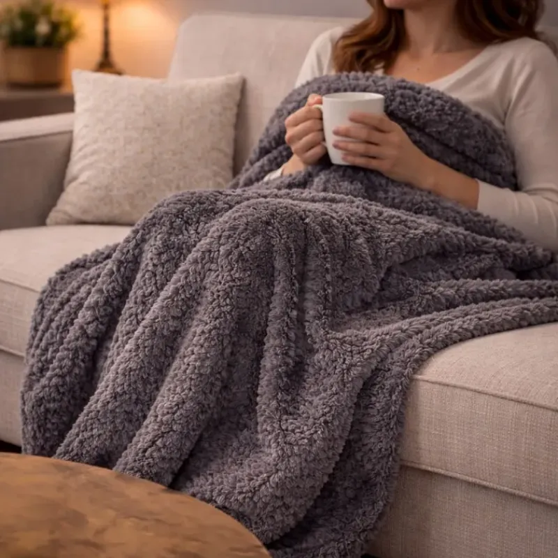 Plaid polaire gris 130x170 cm | Doux, chaud et confortable* New