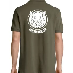 Polo kaki 100% coton manches courtes logo 3*Keiler Hunter Sale
