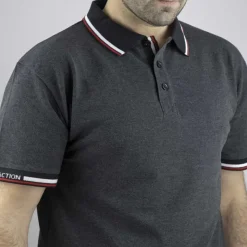 Polo manches courtes LORD coton polyester gris chiné S au 3XL*LMA Hot
