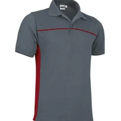 Polo Thunder gris-rouge 50% polyester/coton 2 boutons col*Bartavel Discount