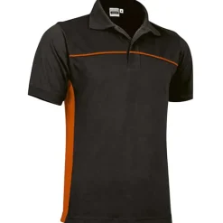 Polo Thunder noir-orange 50% polyester coton 2 boutons 60 car*Bartavel Best