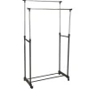 Porte-vêtements réglable en acier inoxydable avec roues - 80 x 42 x 90-160 cm* Discount