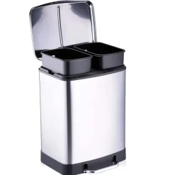 Poubelle à pédale 2 bacs acier inox brossé argenté 2x12L* Best