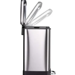 Poubelle à pédale 2 bacs acier inox brossé argenté 2x12L* Best