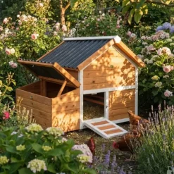 Poulailler bois 3 poules Confort toit plastique 112 x 77 x 92 cm*Ducatillon New