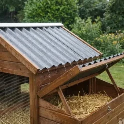 Poulailler bois 3 poules Confort toit plastique 112 x 77 x 92 cm*Ducatillon New