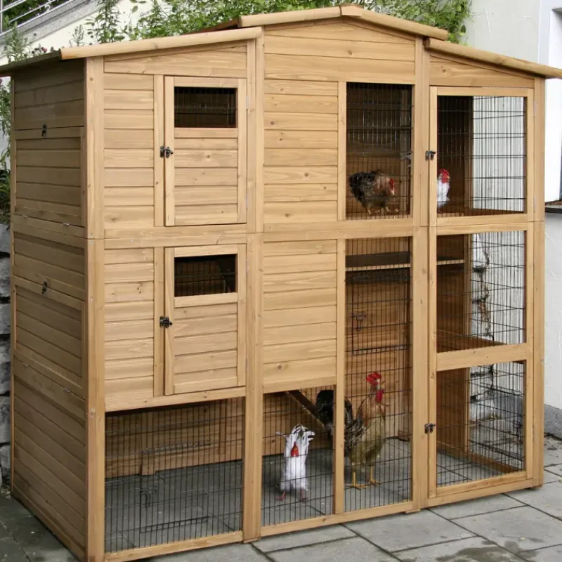 Poulailler Bois 2 étages 10-15 poules 222X115 X200 cm sol PVC*