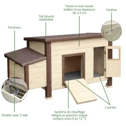 Poulailler chauffant et isolé avec thermostat 3 à 4 poules* Online
