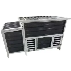 Poulailler métal gris et blanc avec toit ouvrable* Clearance