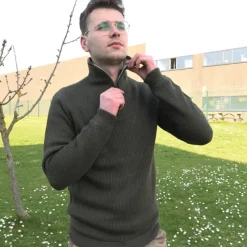 Pull col camionneur kaki Lorry taille S à 3XL* Outlet